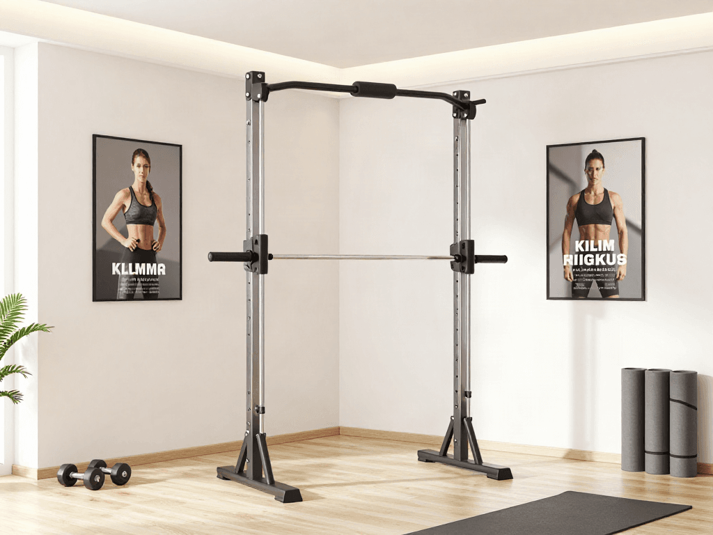 Klimmzugstange fürs Home-Gym in stylischem Fitnessarbeitsbereich mit ultimativer Technologie.