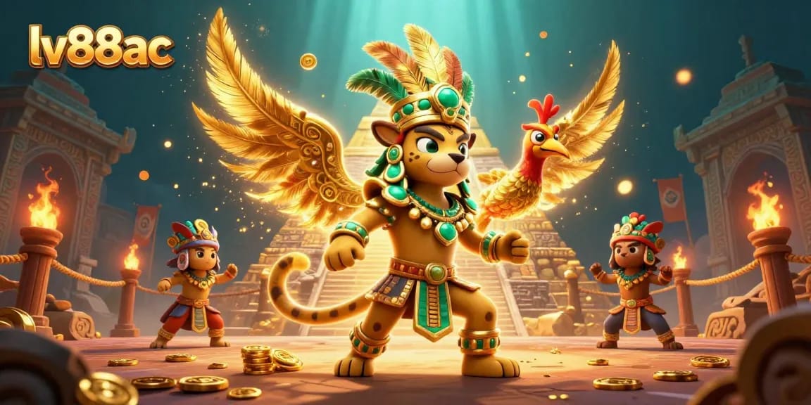 Experience thrilling jackpots at lv88ac with iconic Mayan symbols amidst a vibrant casino scene.