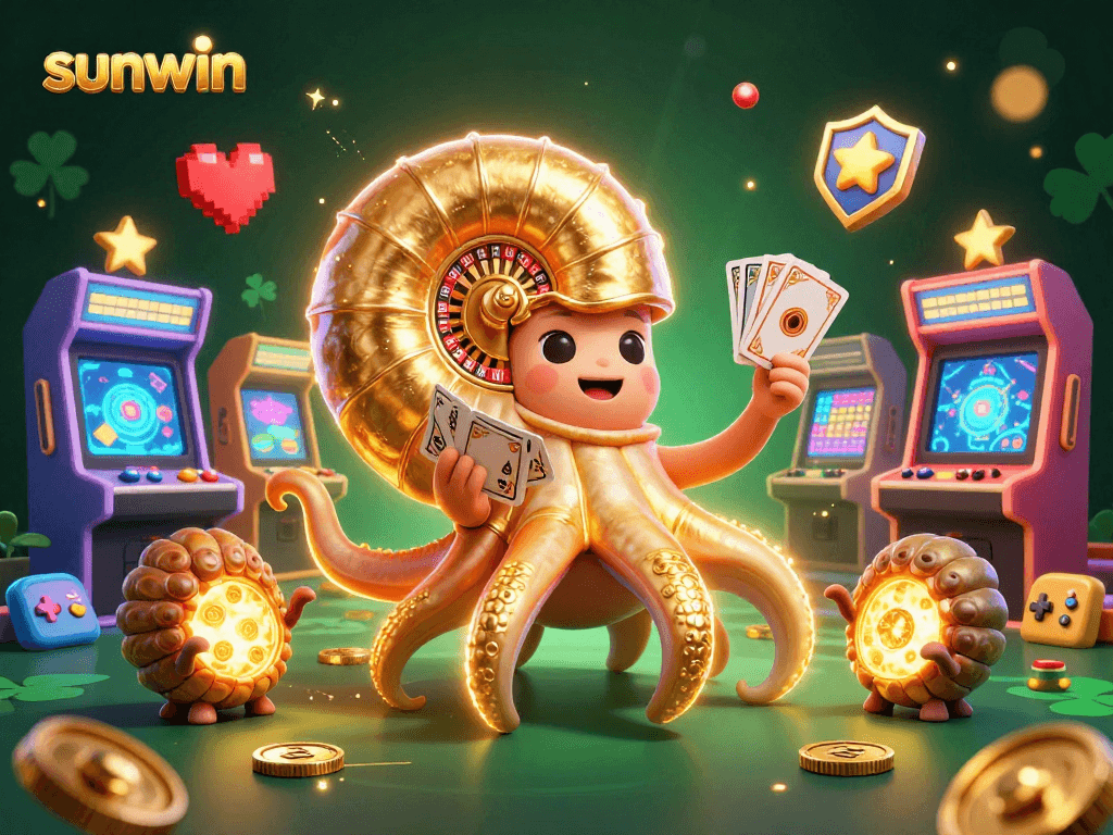 Play exciting games with sunwin featuring a vibrant casino scene and golden glows