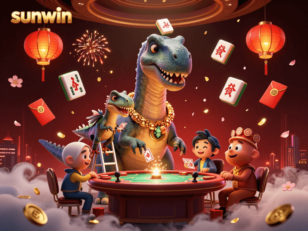 Experience sunwin's lively casino environment with a brontosaurus and raptor dealer.