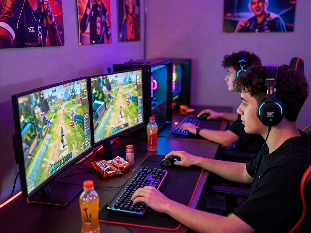 Get rokok88 login insights in a vibrant gaming setup with dual monitors and gaming accessories