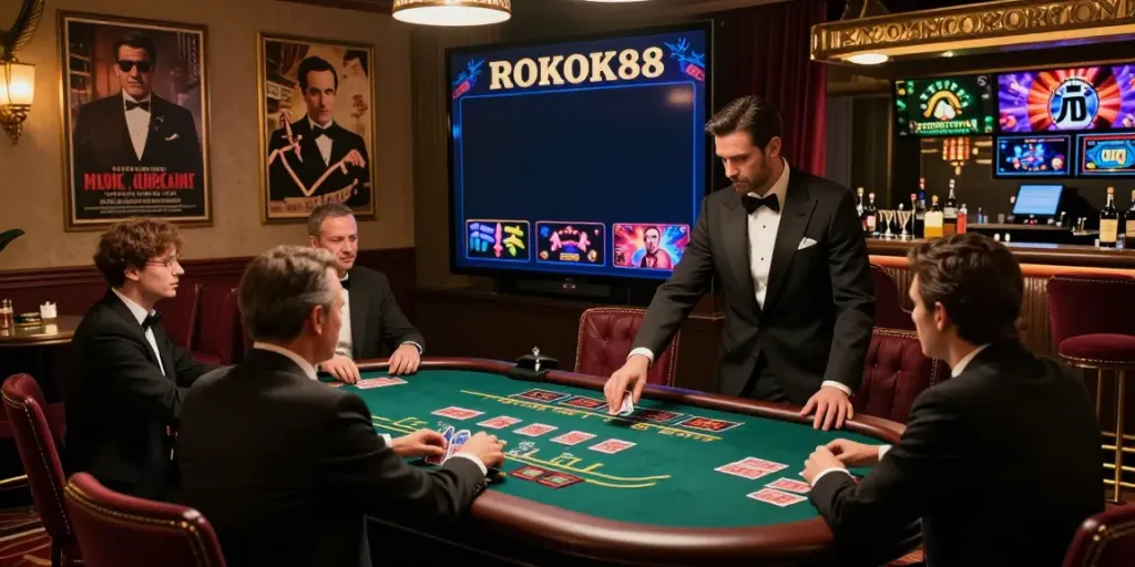 Experience the rokok88 super thrill in a classic mafia-themed online casino setting.