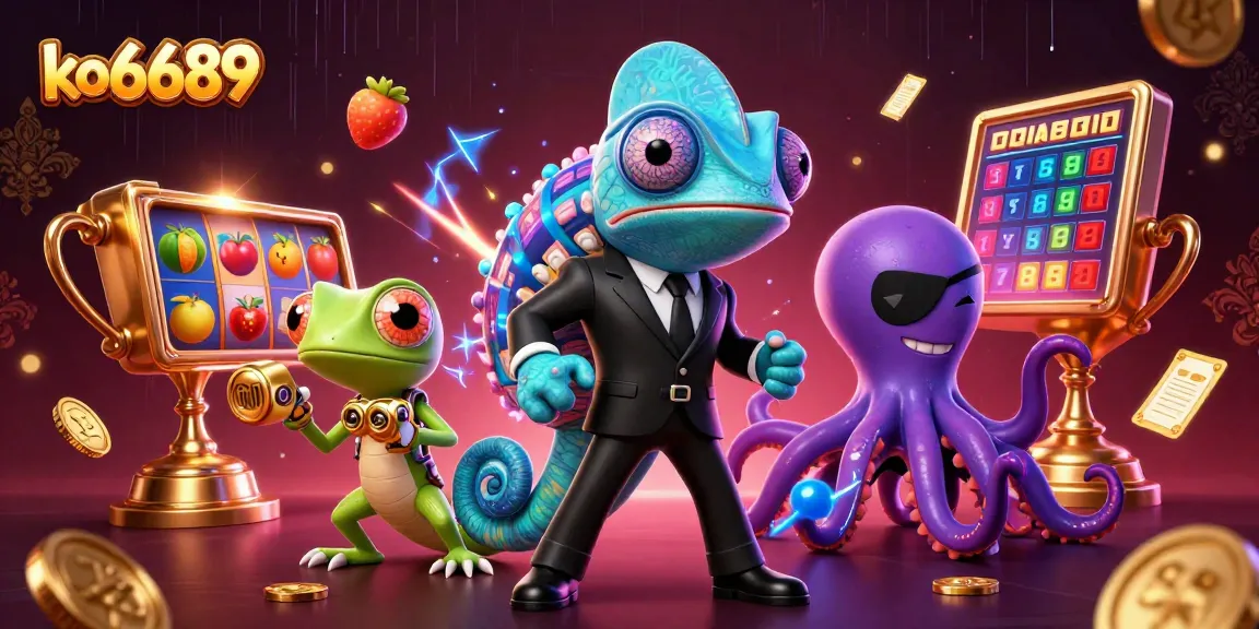 Engage in thrilling gameplay at ko6689 with vibrant symbols and rich casino elements in a dynamic 3D scene.