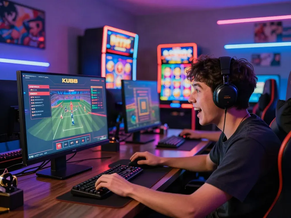 Engaged player experiencing the excitement of KU88 online gaming platform with vibrant visuals and gaming elements.