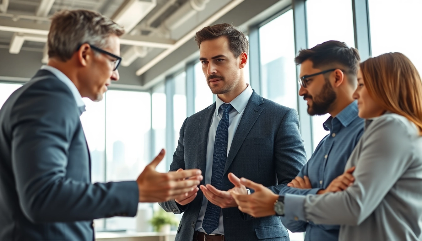 Headhunter Ingenieure in einem professionellen Gespräch in einem modernen Büro.