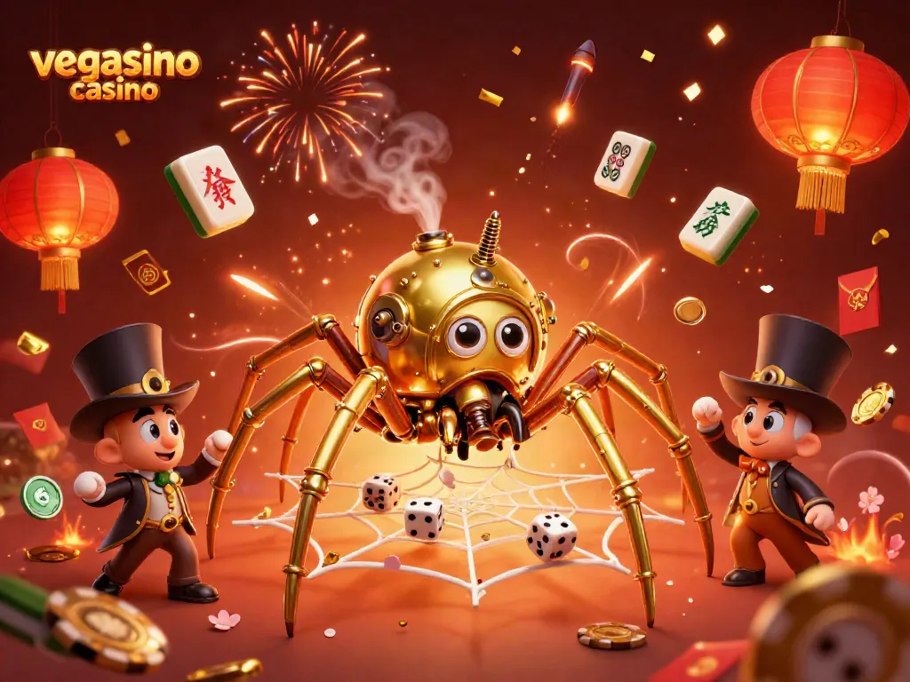 Experience the excitement of vegasino casino with a steampunk spider web of rewards and luck.