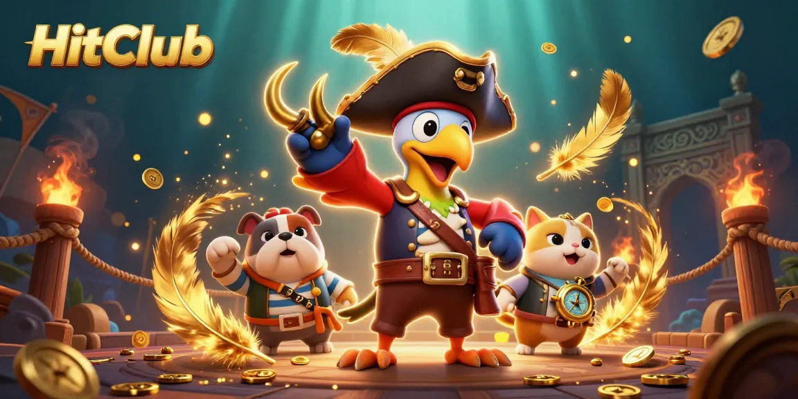 Experience exhilarating gameplay at HitClub with dynamic scenes featuring pirate themes and gambling elements.