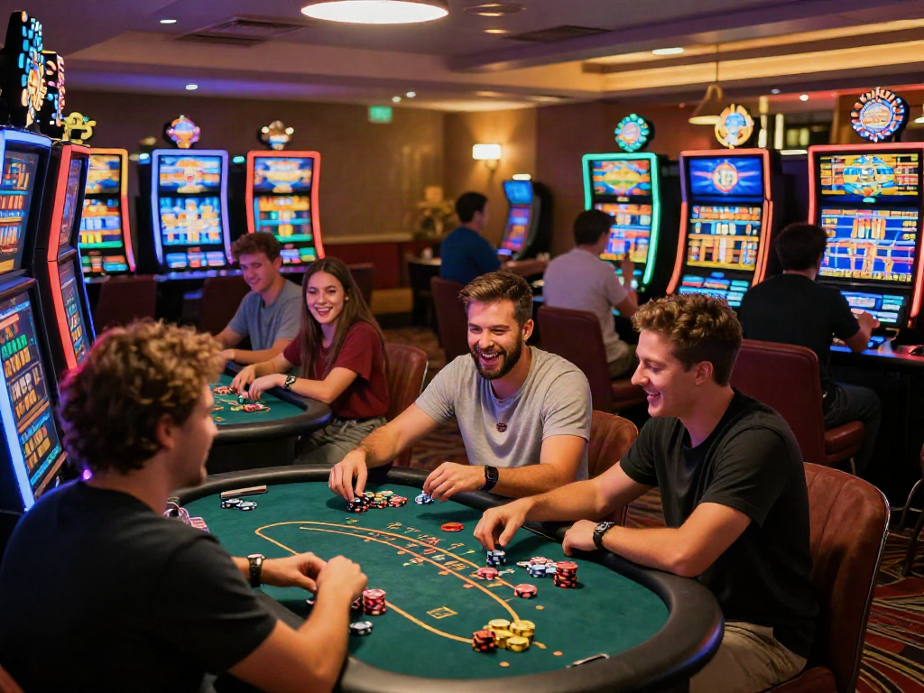 Friends playing at an online casino, highlighting rokok88 alternatif