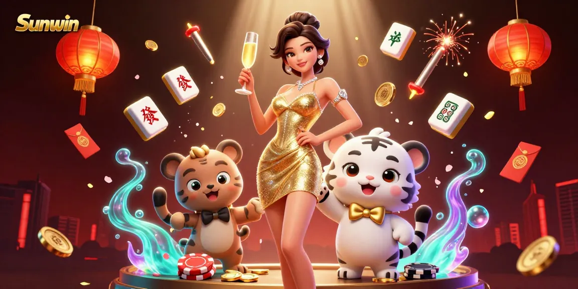 Experience the thrill of Sunwin with a sparkling casino illustration featuring exciting game elements.