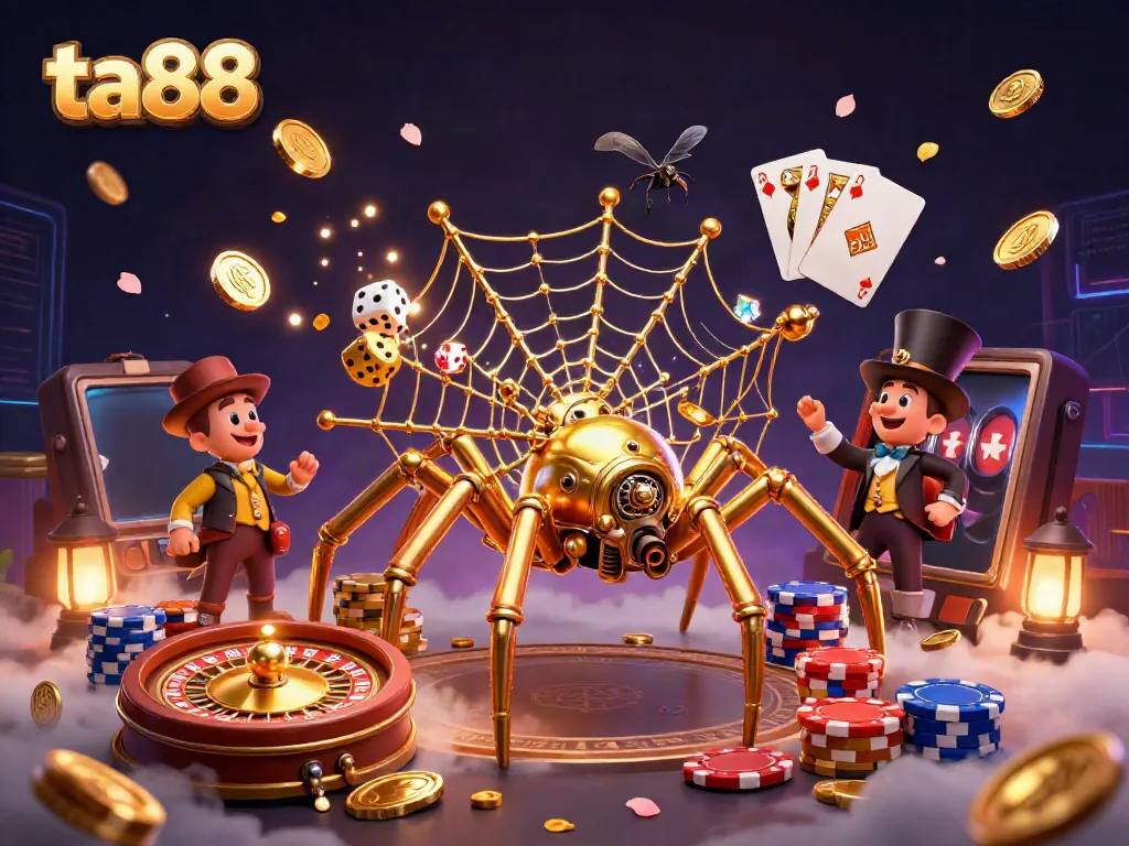 Experience thrilling gameplay at ta88 while immersive golden spider captures luck with cascading coins and gems.