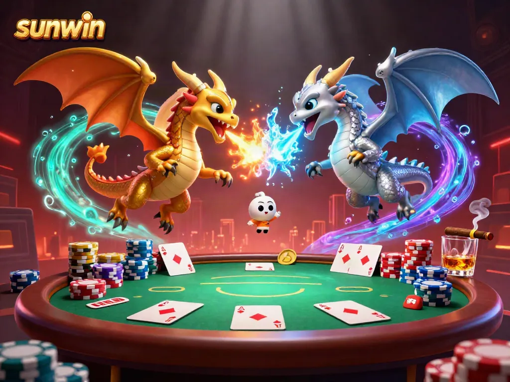 Experience the thrilling sunwin casino action with dynamic dragons and poker elements in vivid 3D.