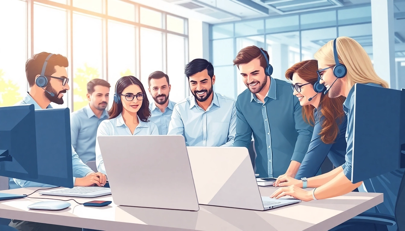 IT Support specialists collaborating effectively in a modern office setting.