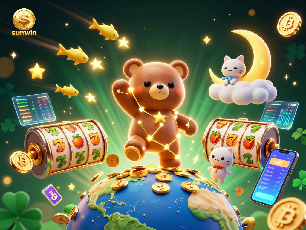 Engage with the excitement at sunwin casino featuring dynamic cartoon illustrations of casino elements and playful characters