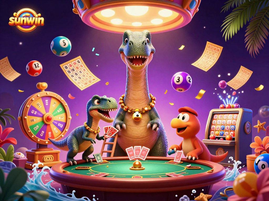 Experience thrilling gameplay at sunwin with a vibrant scene of dynamic lottery elements and casino fun.