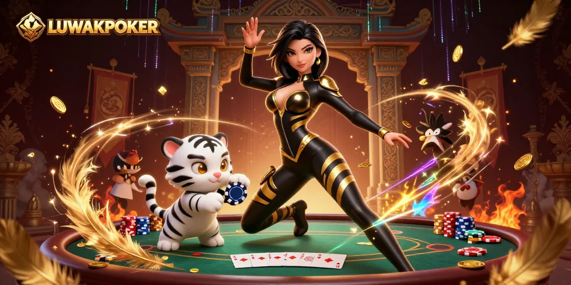 Engage in thrilling poker action at LUWAKPOKER with a stunning scene of a woman in a casino environment.