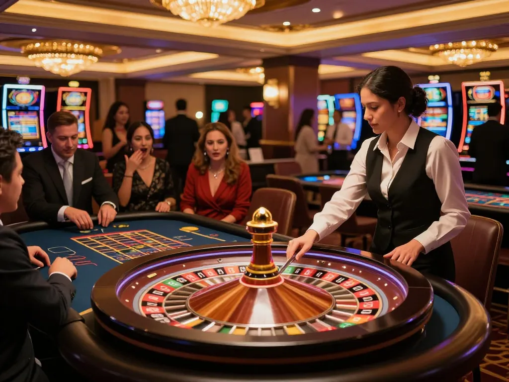 Players eagerly placing bets at the roulette table at nhà cái lc88, highlighting the excitement of casino gaming.