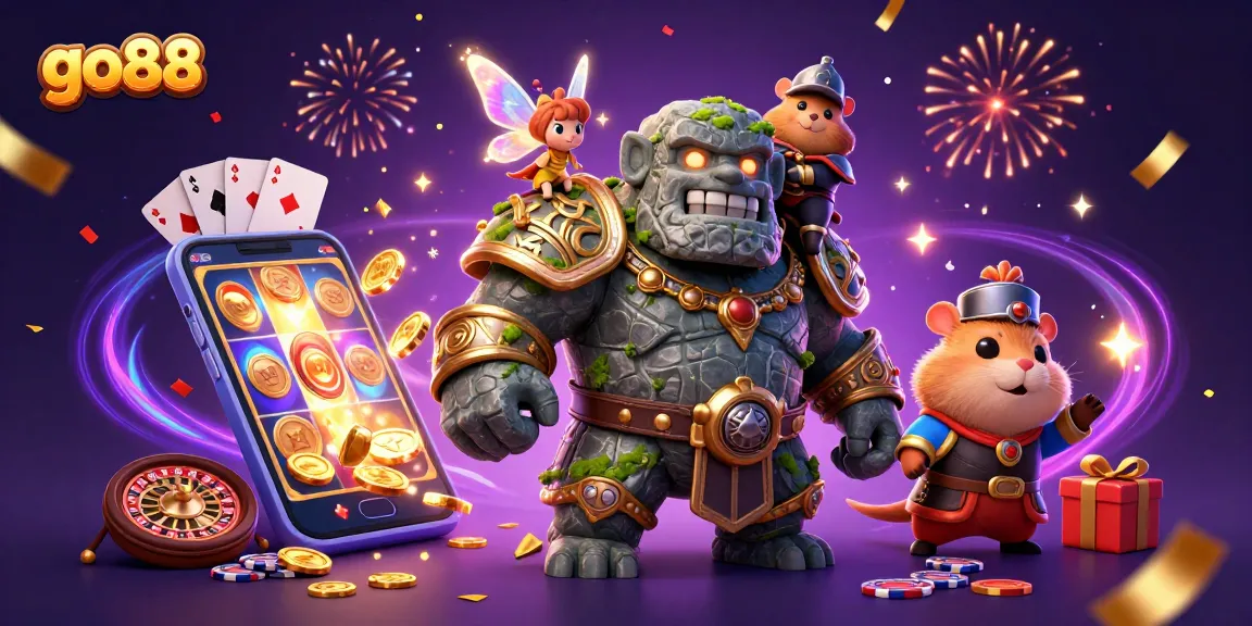 Experience exciting wins with go88 while enjoying vibrant casino-themed 3D illustration art.