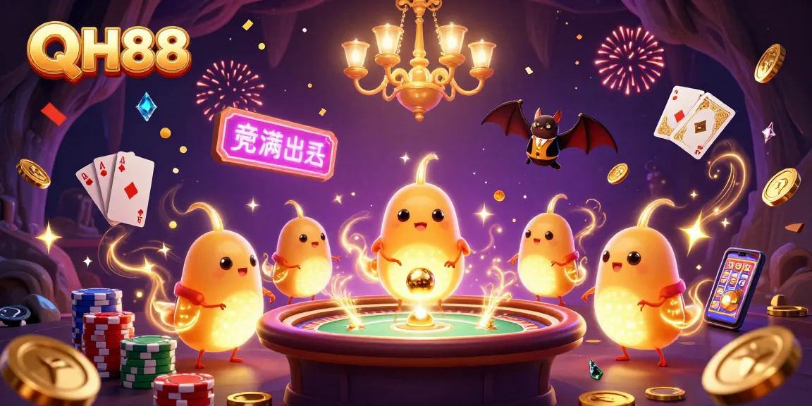 Experience excitement at QH88's vibrant cave casino with glowing elements and dynamic games.